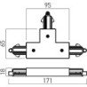 T-formos sujungimas 1F sistemai Minitrack dešininis Baltas MT1009 MWH