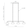 40W LED Pakabinamas šviestuvas IPON 2700K Aukso spalvos C1316/4/gold/clear